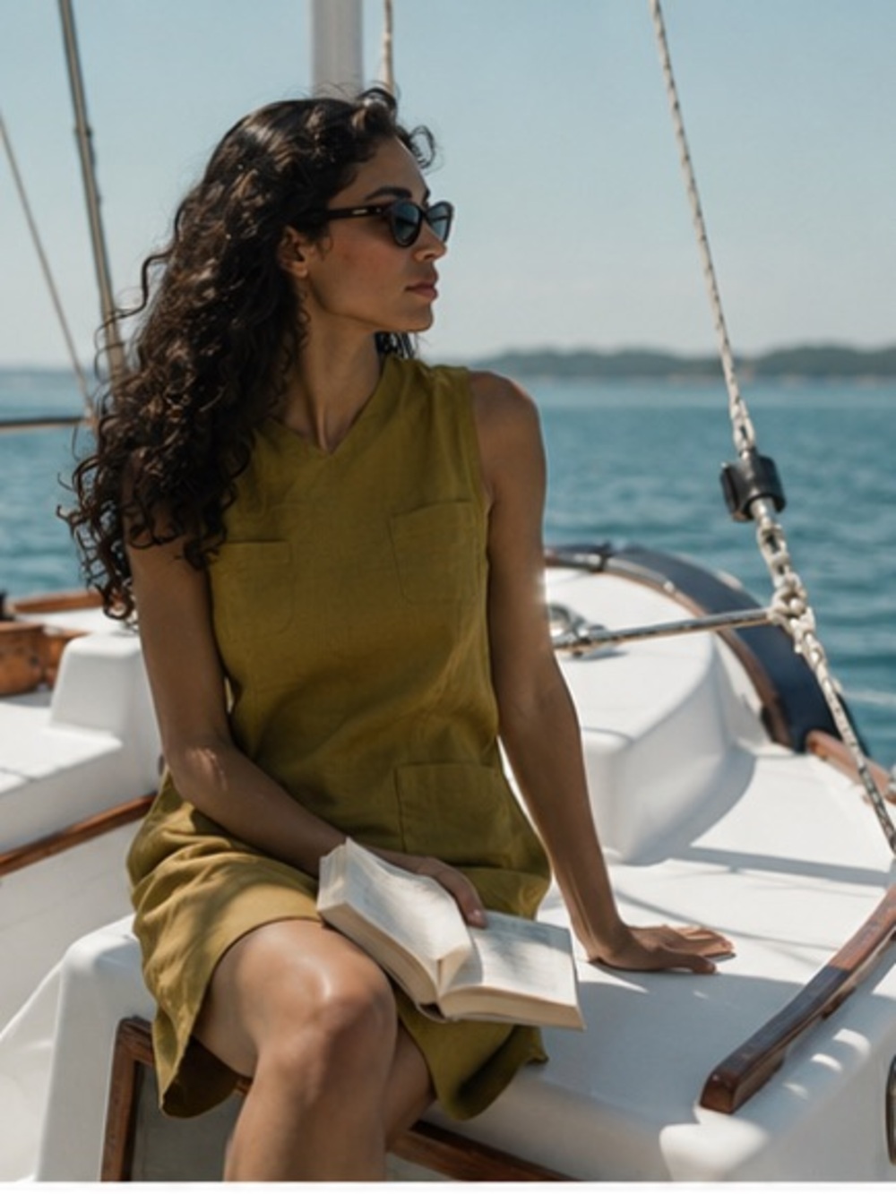 NWT DÔEN Bennett Linen Dress in Golden Olive Sz S - Picture 4 of 17